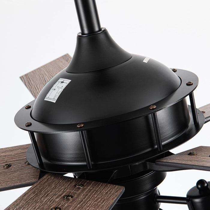 52" Kashmir Industrial Downrod Mount Reversible Ceiling Fan with Lighting and Remote Control - ParrotUncle