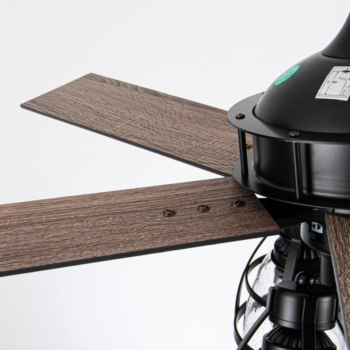 52" Kashmir Industrial Downrod Mount Reversible Ceiling Fan with Lighting and Remote Control - ParrotUncle