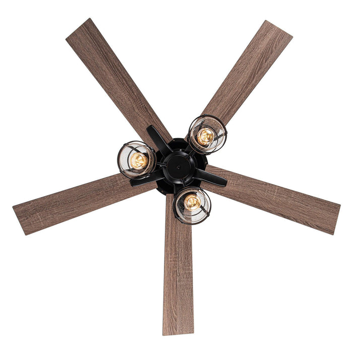 52" Kashmir Industrial Downrod Mount Reversible Ceiling Fan with Lighting and Remote Control - ParrotUncle
