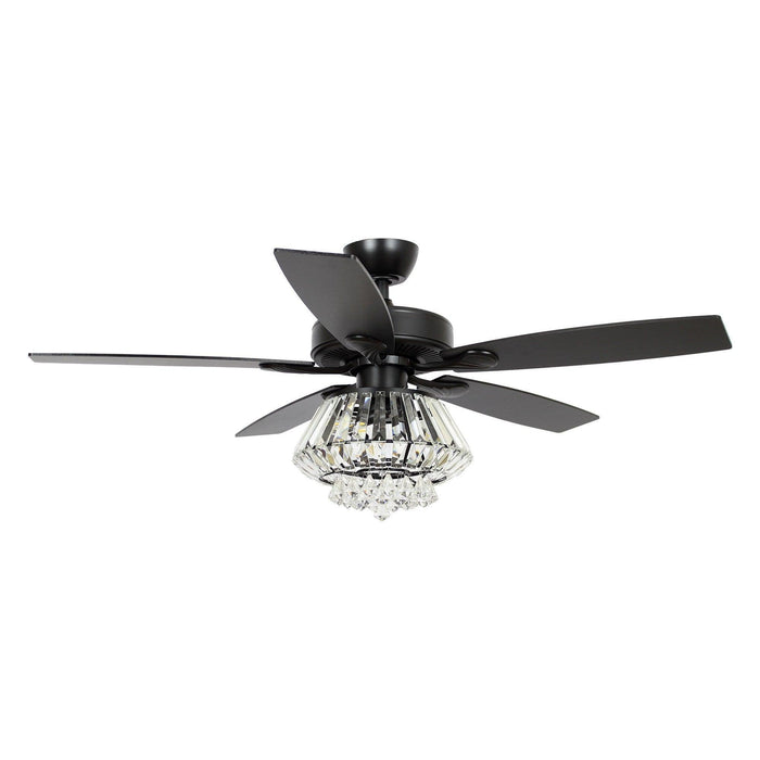52" Kerala Modern Chrome Downrod Mount Reversible Crystal Ceiling Fan with Lighting and Remote Control - ParrotUncle