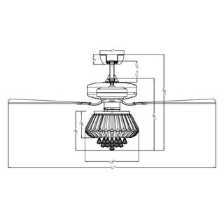 52" Kerala Modern Chrome Downrod Mount Reversible Crystal Ceiling Fan with Lighting and Remote Control