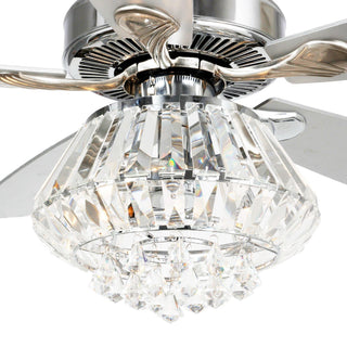 52" Kerala Modern Chrome Downrod Mount Reversible Crystal Ceiling Fan with Lighting and Remote Control