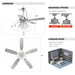 52" Kerala Modern Chrome Downrod Mount Reversible Crystal Ceiling Fan with Lighting and Remote Control - ParrotUncle