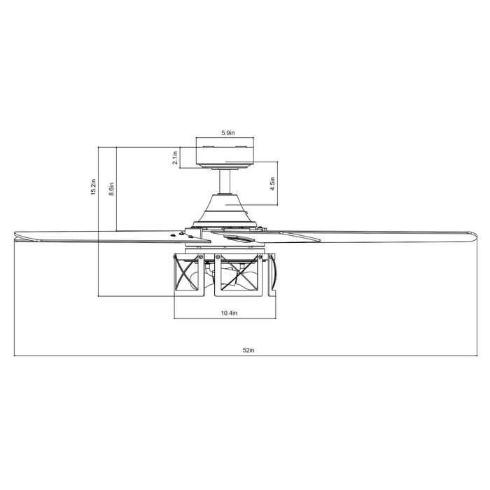52" Kolkata Industrial Downrod Mount Reversible Ceiling Fan with Lighting and Remote Control - ParrotUncle