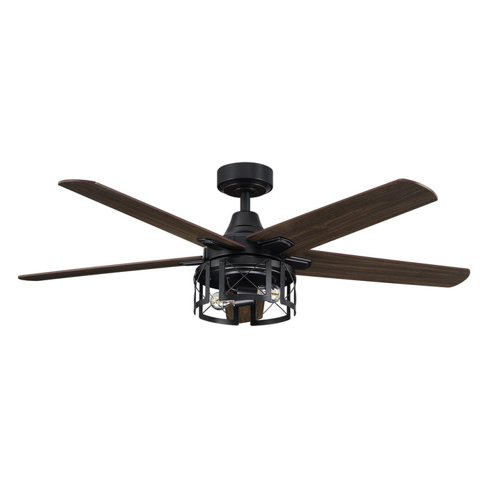 52" Kolkata Industrial Downrod Mount Reversible Ceiling Fan with Lighting and Remote Control - ParrotUncle