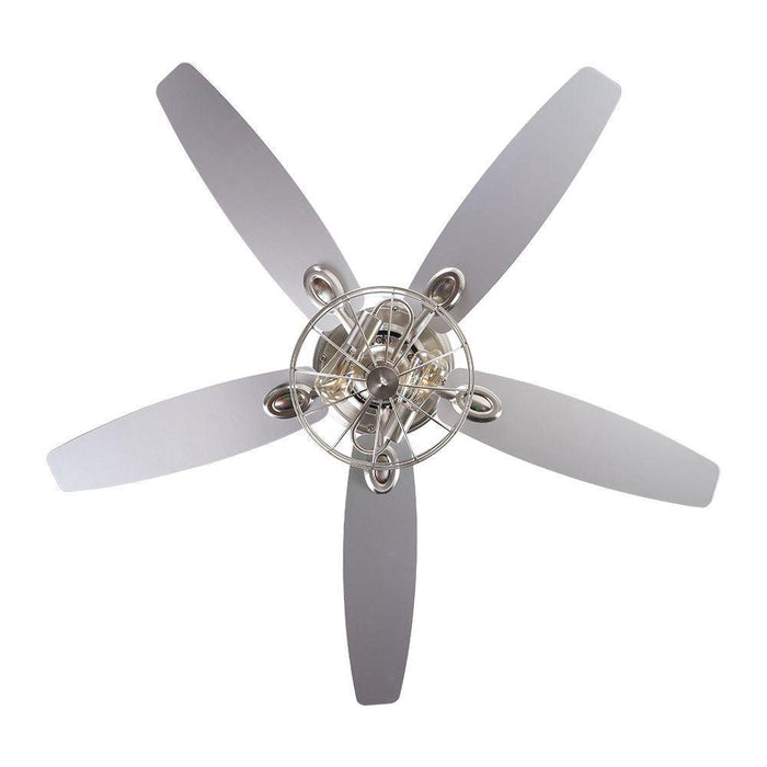 52" Kyla Industrial Brushed Nickel Reversible Caged Ceiling Fan with Lighting - ParrotUncle