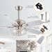 52" Kyla Industrial Brushed Nickel Reversible Caged Ceiling Fan with Lighting - ParrotUncle