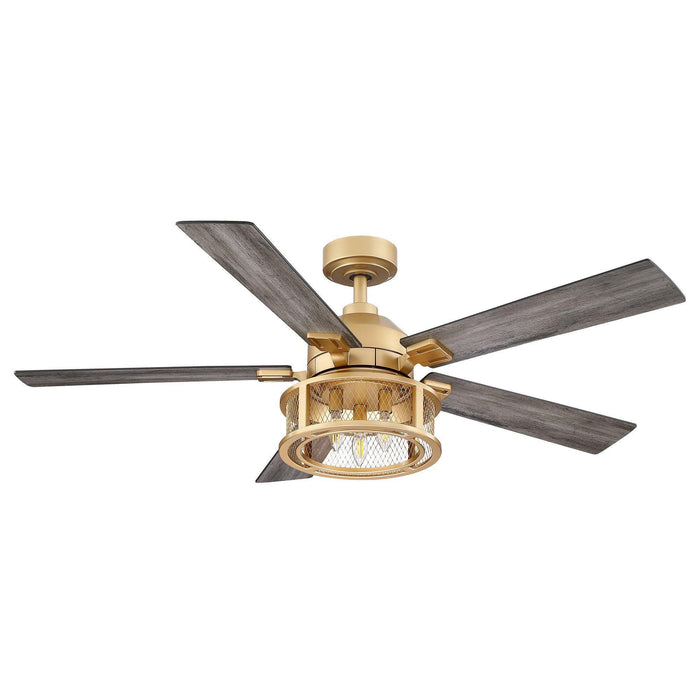 52" Lucknow Industrial Black Reversible Ceiling Fan with Lighting and Remote Control - ParrotUncle