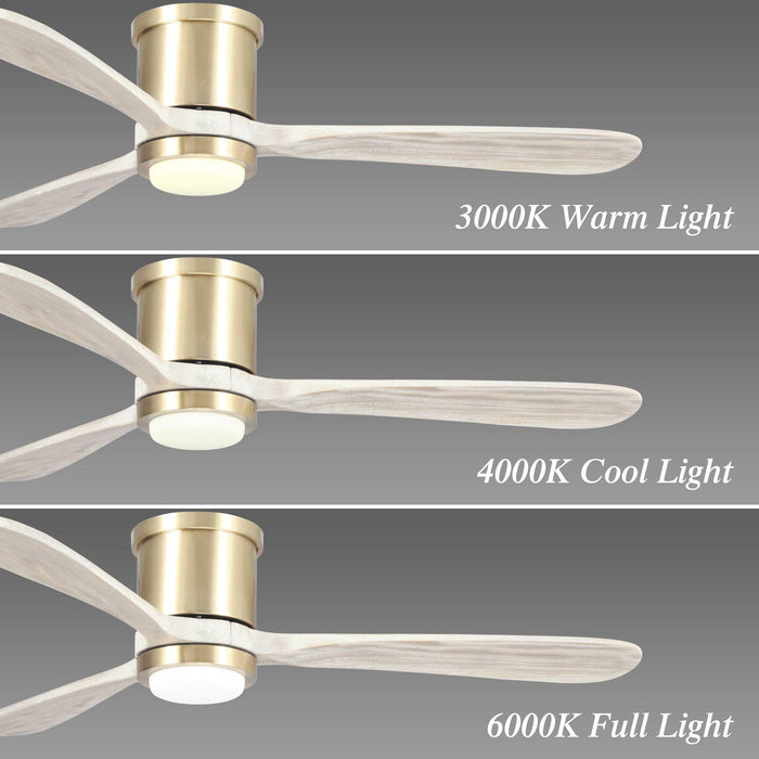 52" Mayna Modern Flush Mount Reversible Ceiling Fan with LED Lighting and Remote Control - ParrotUncle