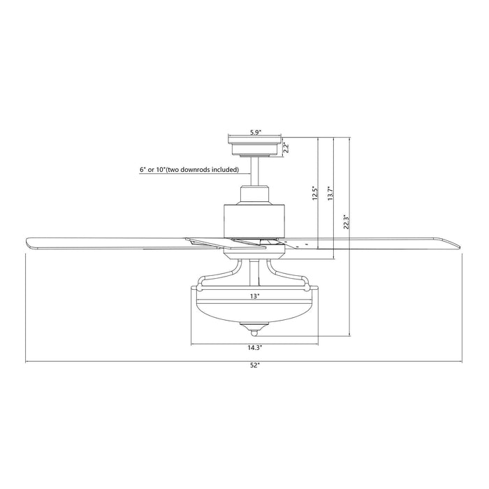 52" Mumbai Industrial Downrod Mount Reversible Ceiling Fan with Lighting and Remote Control - ParrotUncle