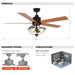 52" Mumbai Industrial Downrod Mount Reversible Ceiling Fan with Lighting and Remote Control - ParrotUncle