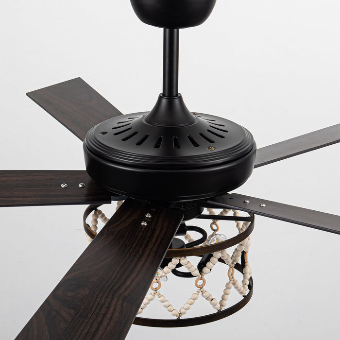 52" New Delhi Industrial Downrod Mount Reversible Ceiling Fan with Lighting and Remote Control - ParrotUncle