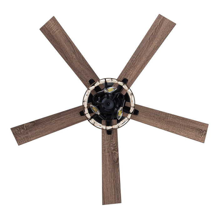 52" New Delhi Industrial Downrod Mount Reversible Ceiling Fan with Lighting and Remote Control - ParrotUncle