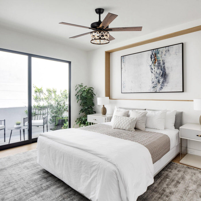 52" New Delhi Industrial Downrod Mount Reversible Ceiling Fan with Lighting and Remote Control - ParrotUncle