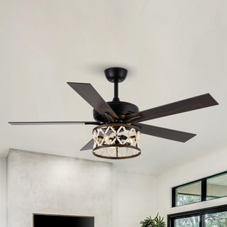 52" New Delhi Industrial Downrod Mount Reversible Ceiling Fan with Lighting and Remote Control