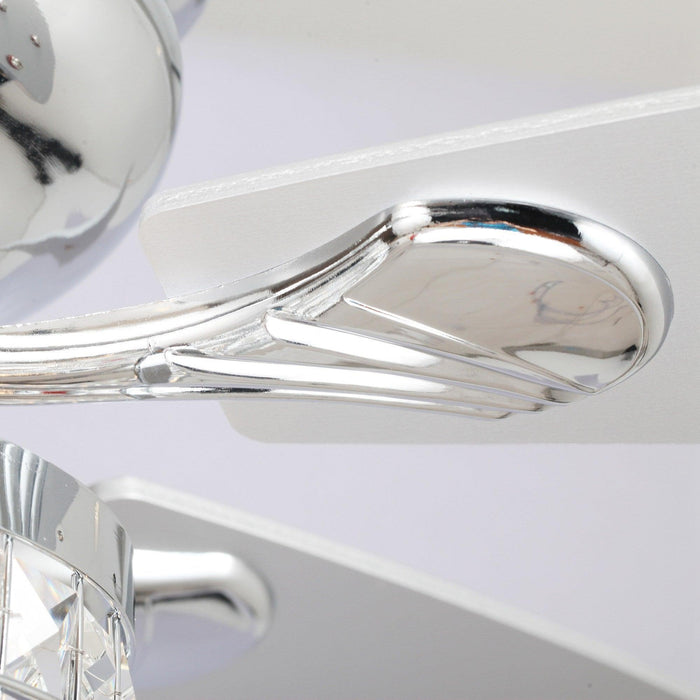 52" Panipat Modern Chrome Flush Mount Reversible Crystal Ceiling Fan with Lighting and Remote Control - ParrotUncle