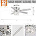 52" Panipat Modern Chrome Flush Mount Reversible Crystal Ceiling Fan with Lighting and Remote Control - ParrotUncle