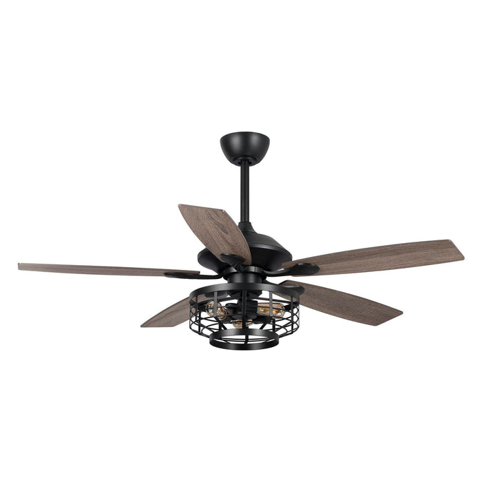 52" Paquette Industrial Downrod Mount Reversible Ceiling Fan with Lighting and Remote Control - ParrotUncle