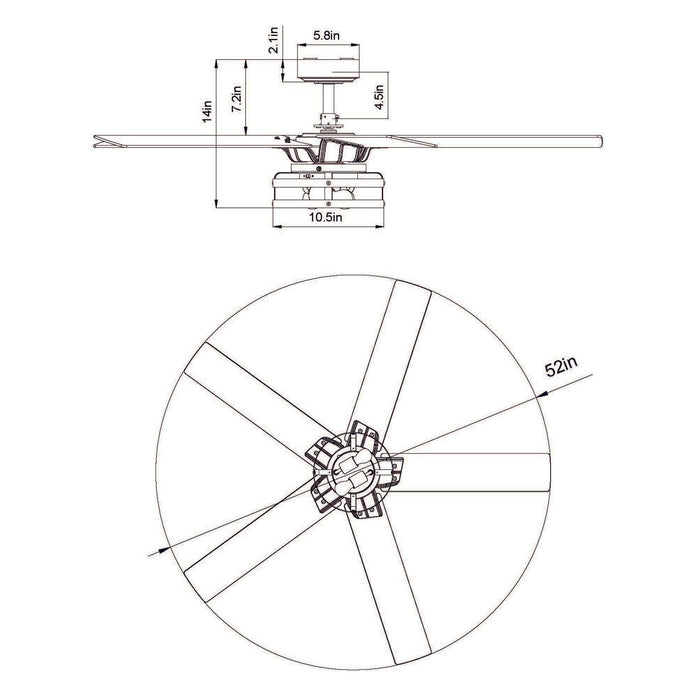 52" Prayag Industrial Downrod Mount Reversible Ceiling Fan with Lighting and Remote Control - ParrotUncle