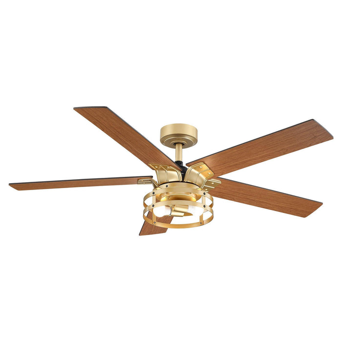 52" Prayag Industrial Downrod Mount Reversible Ceiling Fan with Lighting and Remote Control - ParrotUncle