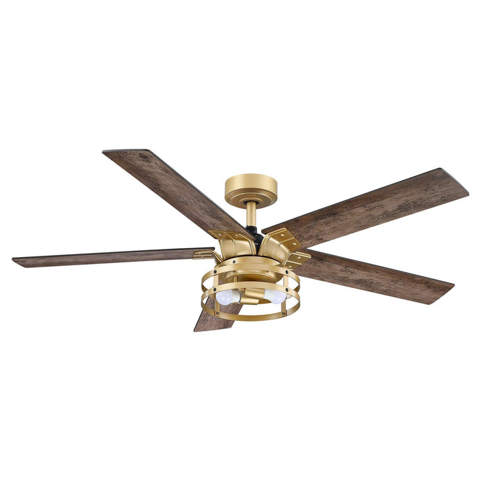 52" Prayag Industrial Downrod Mount Reversible Ceiling Fan with Lighting and Remote Control - ParrotUncle