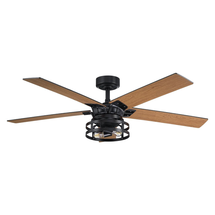 52" Prayag Industrial Downrod Mount Reversible Ceiling Fan with Lighting and Remote Control - ParrotUncle