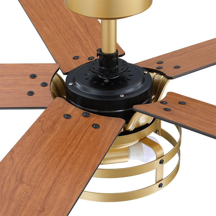 52" Prayag Industrial Downrod Mount Reversible Ceiling Fan with Lighting and Remote Control - ParrotUncle