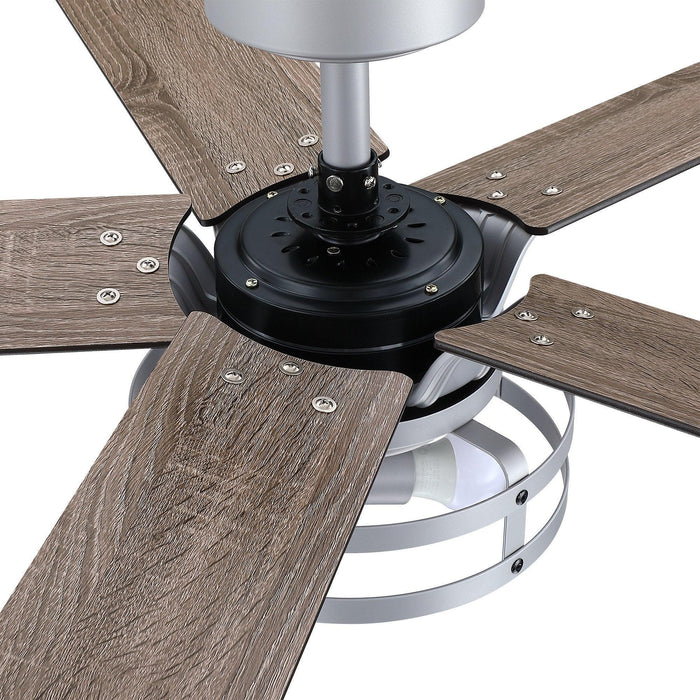 52" Prayag Industrial Downrod Mount Reversible Ceiling Fan with Lighting and Remote Control - ParrotUncle