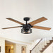 52" Prayag Industrial Downrod Mount Reversible Ceiling Fan with Lighting and Remote Control - ParrotUncle