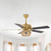 52" Pune Farmhouse Downrod Mount Reversible Ceiling Fan with Lighting and Remote Control - ParrotUncle