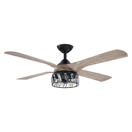 52" Tata Nagar Industrial Downrod Mount Reversible Crystal Ceiling Fan with Lighting and Remote Control - ParrotUncle