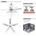 52" Tibuh Modern Downrod Mount Reversible Crystal Ceiling Fan with Lighting and Remote Control - ParrotUncle