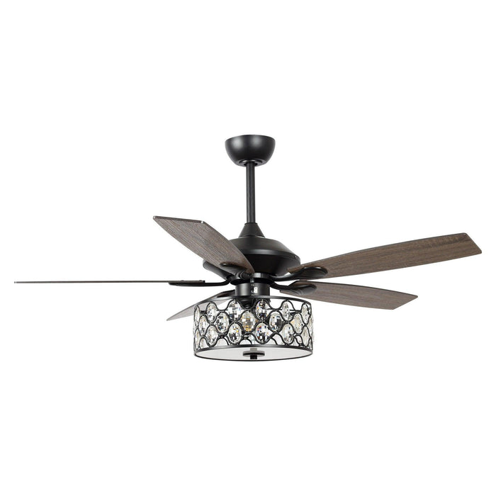 52" Tibuh Modern Downrod Mount Reversible Crystal Ceiling Fan with Lighting and Remote Control - ParrotUncle
