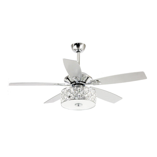52" Tibuh Modern Downrod Mount Reversible Crystal Ceiling Fan with Lighting and Remote Control - ParrotUncle