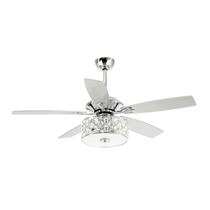 52" Tibuh Modern Downrod Mount Reversible Crystal Ceiling Fan with Lighting and Remote Control - ParrotUncle