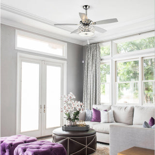 52" Tibuh Modern Downrod Mount Reversible Crystal Ceiling Fan with Lighting and Remote Control - ParrotUncle