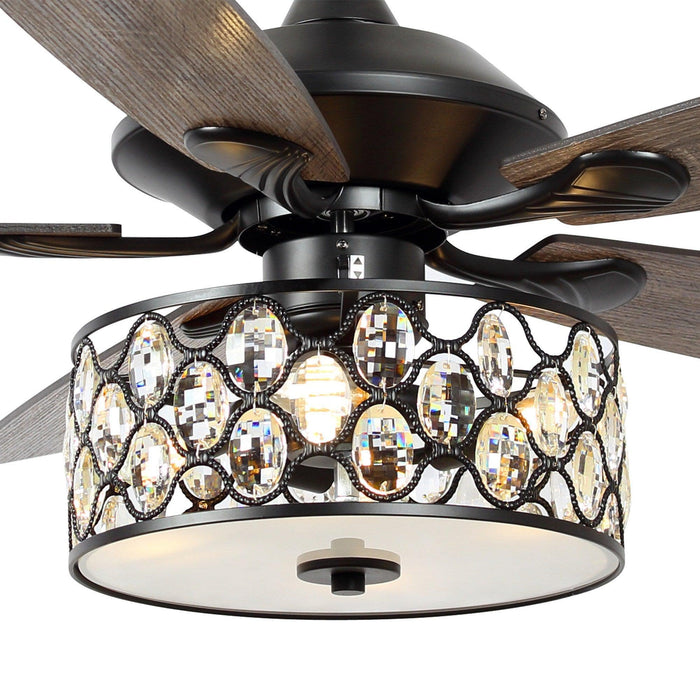 52" Tibuh Modern Downrod Mount Reversible Crystal Ceiling Fan with Lighting and Remote Control - ParrotUncle