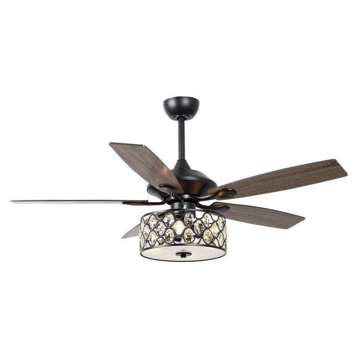52" Tibuh Modern Downrod Mount Reversible Crystal Ceiling Fan with Lighting and Remote Control - ParrotUncle
