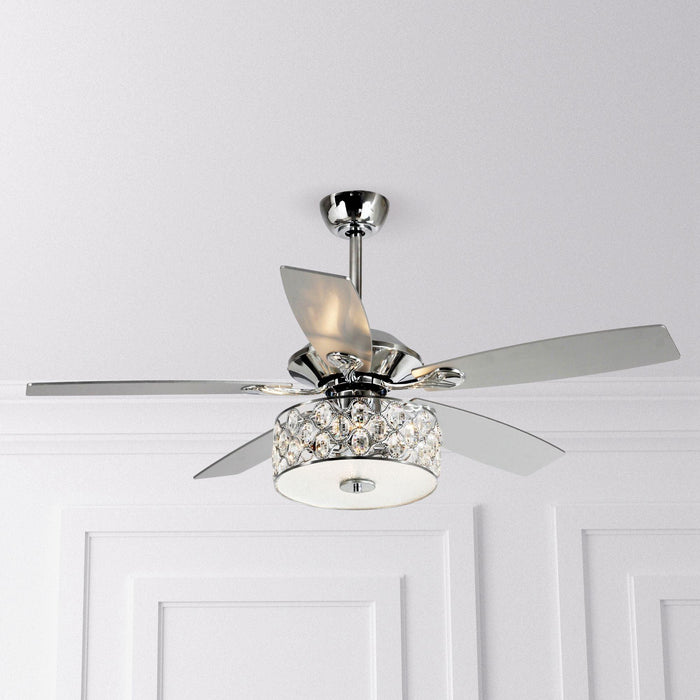 52" Tibuh Modern Downrod Mount Reversible Crystal Ceiling Fan with Lighting and Remote Control - ParrotUncle