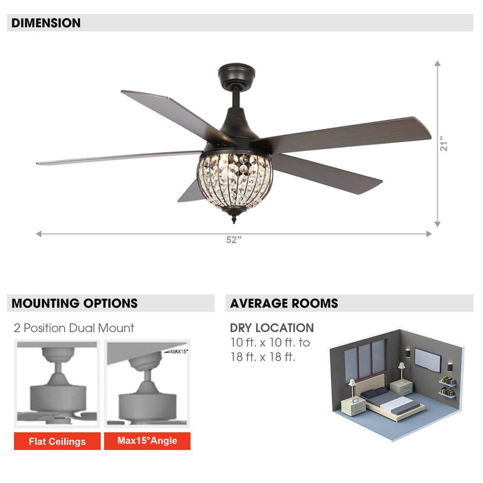 52" Varanasi Farmhouse Downrod Mount Ceiling Fan with Lighting and Remote Control - ParrotUncle