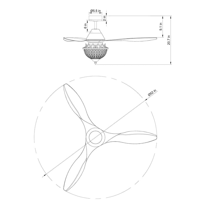 52" Vicky Rustic DC Motor Downrod Mount Reversible Ceiling Fan with Lighting and Remote Control - ParrotUncle