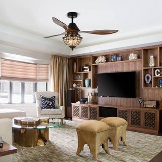 52" Vicky Rustic DC Motor Downrod Mount Reversible Ceiling Fan with Lighting and Remote Control - ParrotUncle