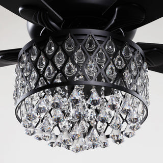 52" Wethington Modern Downrod Mount Reversible Crystal Ceiling Fan with Lighting and Remote Control