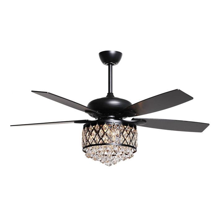52" Wethington Modern Downrod Mount Reversible Crystal Ceiling Fan with Lighting and Remote Control - ParrotUncle