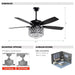 52" Wethington Modern Downrod Mount Reversible Crystal Ceiling Fan with Lighting and Remote Control - ParrotUncle