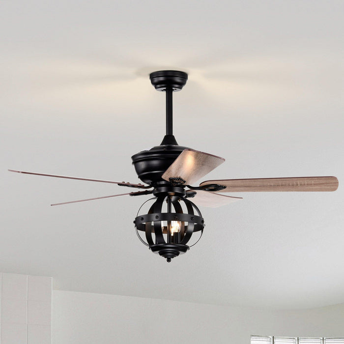 52" Wilburton Industrial Downrod Mount Reversible Ceiling Fan with Lighting and Remote Control - ParrotUncle