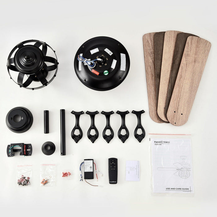 52" Wilburton Industrial Downrod Mount Reversible Ceiling Fan with Lighting and Remote Control - ParrotUncle