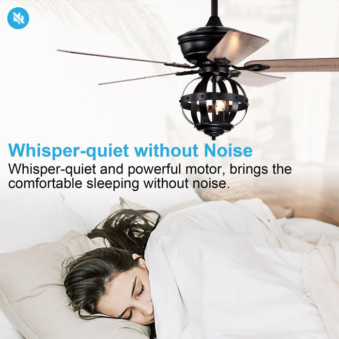 52" Wilburton Industrial Downrod Mount Reversible Ceiling Fan with Lighting and Remote Control - ParrotUncle