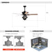 52" Wilburton Industrial Downrod Mount Reversible Ceiling Fan with Lighting and Remote Control - ParrotUncle