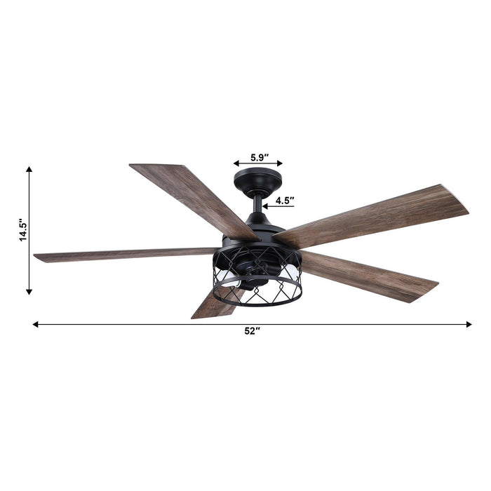 52" Windmill Modern Downrod Mount Reversible Ceiling Fan with Lighting and Remote Control - ParrotUncle